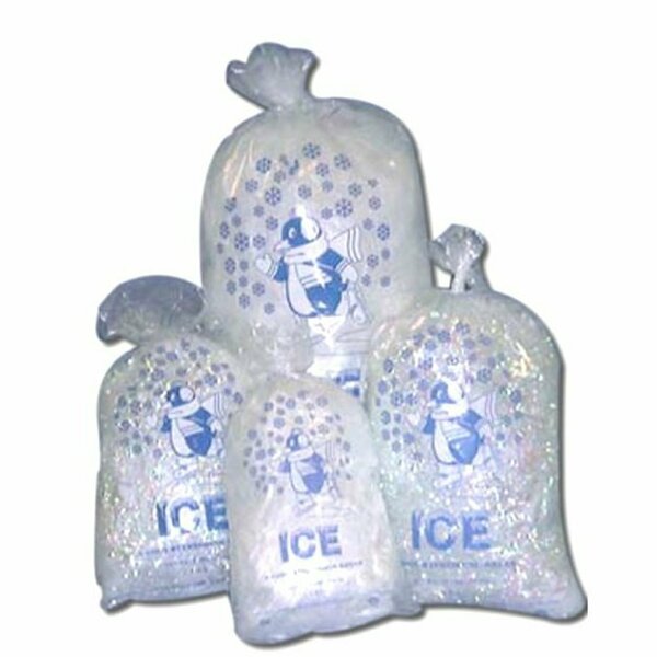 Inteplast Ibs IBS 10#  in.Penguin in. Ice Bag 12x20 1.35mil CLEAR Drawstring, 500PK IC1220-DS